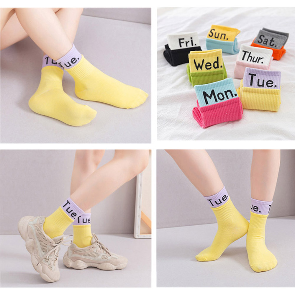 BACK2LIFE Socks Women's Socks Fashion British Style Weekly Socks Anti-friction Weekly Solid Color Casual Breathable Business Cotton Socks | BigBuy360 - bigbuy360.vn