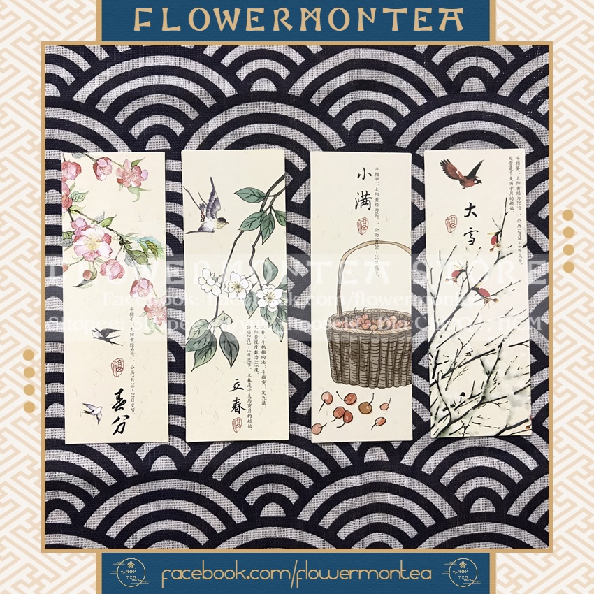 Set 6 Thẻ Đánh Dấu Sách | Bookmark Giấy FwMnT - 24 Tiết Khí