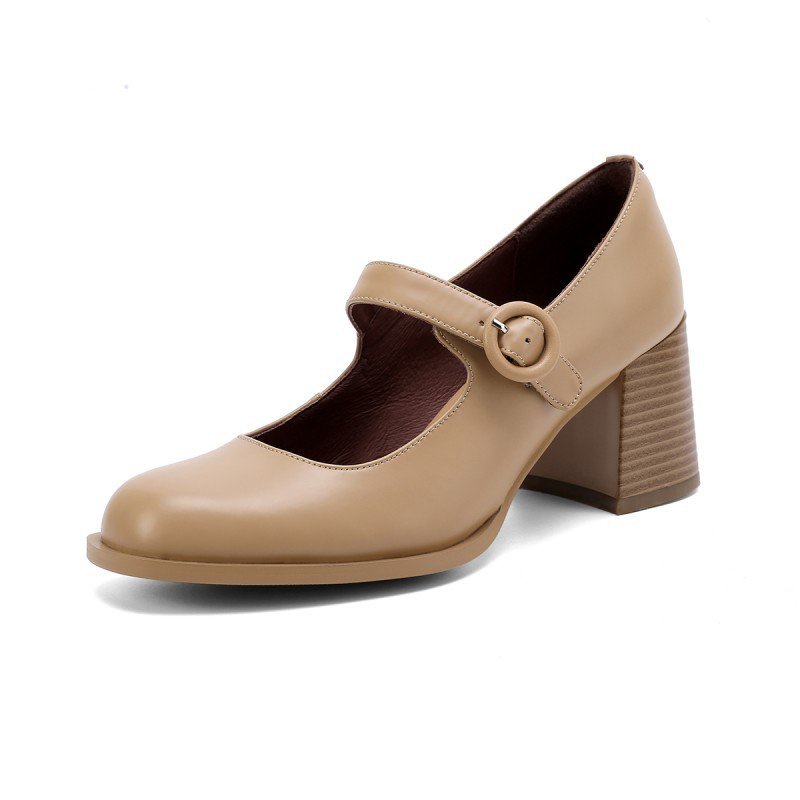 Giày Búp Bê Da Mũi Vuông Phong Cách Vintage Thời Trang Hè Thu 2022