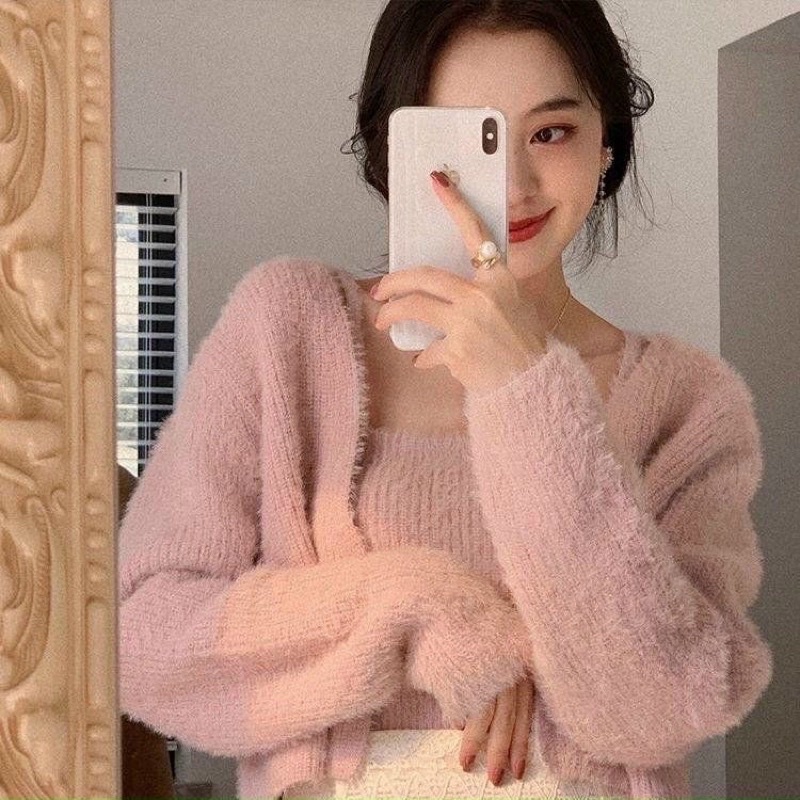 [FREESHIP - HÀNG LOẠI 1] SET ÁO LEN 2 DÂY MIX ÁO KHOÁC CARDIGAN LÔNG THỎ NỮ ĐẸP