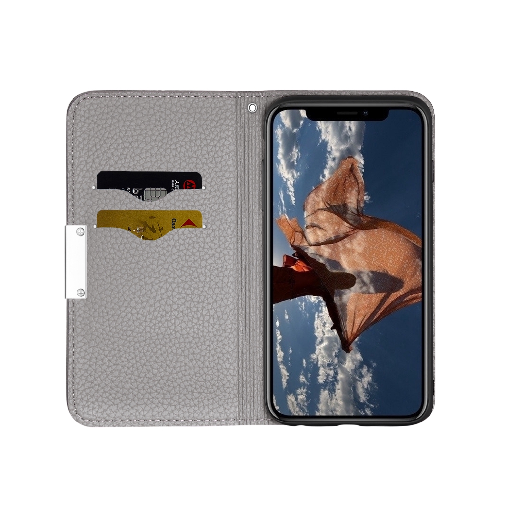 Bao da màu trơn nắp gập litchi dạng ví cho iphone 6 6S 7 8 Plus X XS Max XR | BigBuy360 - bigbuy360.vn