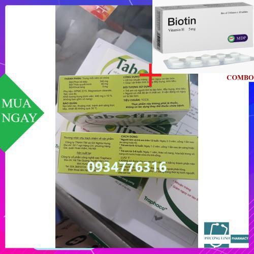 Combo Biotin 5mg+ Tabofina hộp 30 viên - chính hãng traphaco
