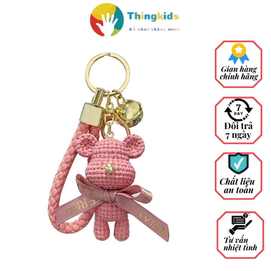 Móc khóa hình gấu hoạt hình dễ thương nhiều màu sắc tùy chọn - Thingkids