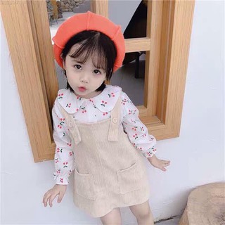 Váy nhung kèm áo cherry bé gái