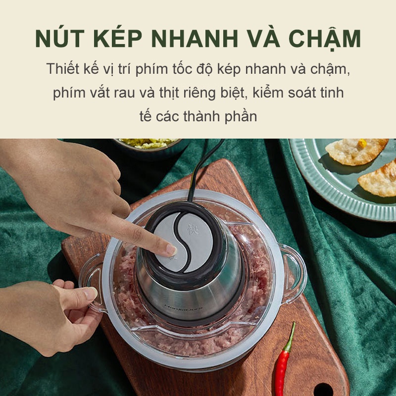[HCM] Máy Xay Thịt, 2L Lưỡi Xay Đôi Thép Không Gỉ dùng để Xay và Băm [GM-BXGJJJ53]