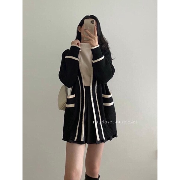 Áo cardigan viền không nút