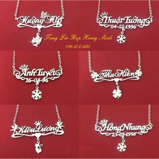 Dây chuyền bạc khắc tên mix bông tuyết dễ thương