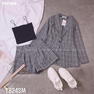 Set vest caro 3 món quần đùi