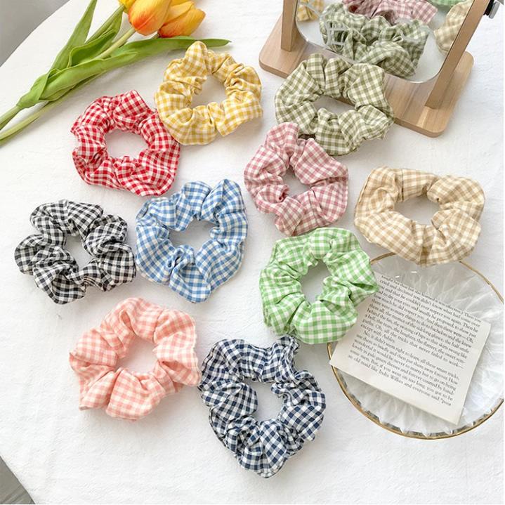 Dây buộc tóc vải kẻ caro xinh xắn kiểu dáng thời trang C32