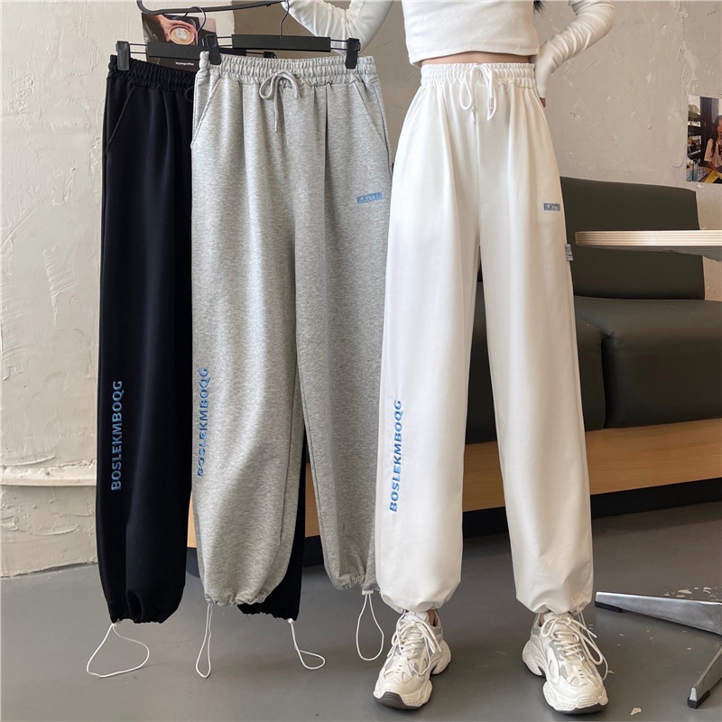 Quần Jogger BOSLEKMBOQG UMAD 3 màu Chất Nỉ form rộng chun ống dây rút cá tính năng động đi chơi đi học