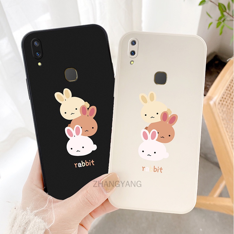 ốp lưng vivo y85 y91 y95 v9 Ốp Điện Thoại TPU Silicone Hình Ba Chú Thỏ Đáng Yêu Kèm Dây Đeo Cho vivo y85 y91 y95 v9