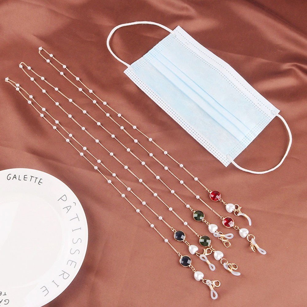 Dây đeo giữ khẩu trang kính mắt chống mất thiết kế trái tim đính đá nhân tạo thời trang