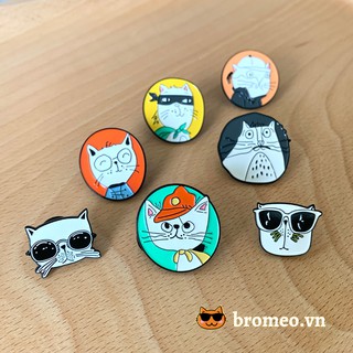 Pin cài ba lô hình mặt mèo cool ngầu