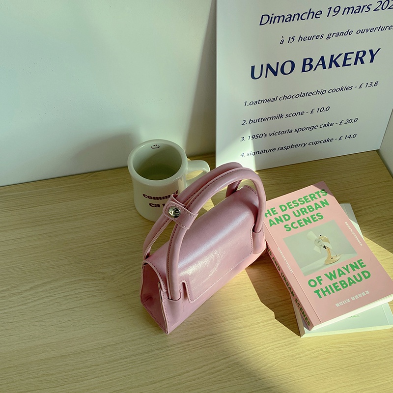 Túi Đeo Chéo Hình Vuông Nhỏ Màu Hồng Phong Cách Hàn Quốc Dễ Phối Đồ Thời Trang Cho Nữ