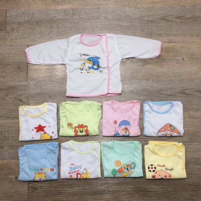 Áo Jou cotton dài tay cúc lệch cho bé 3-8kg /nhiều mẫu