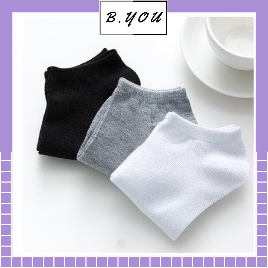 Tất vớ cổ thấp trơn ba màu giá rẻ chất liệu thoáng mát, thấm hút mồ hôi