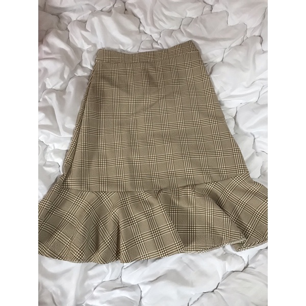 Chân váy dài kẻ caro ulzzang đuôi cá, chân váy midi qua gối