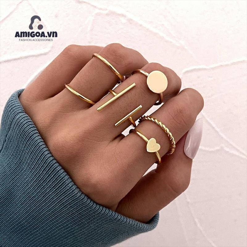 ✨✨Set 6 Nhẫn Đeo Khớp Ngón Tay Hợp Kim Phong Cách Vintage Sáng Tạo