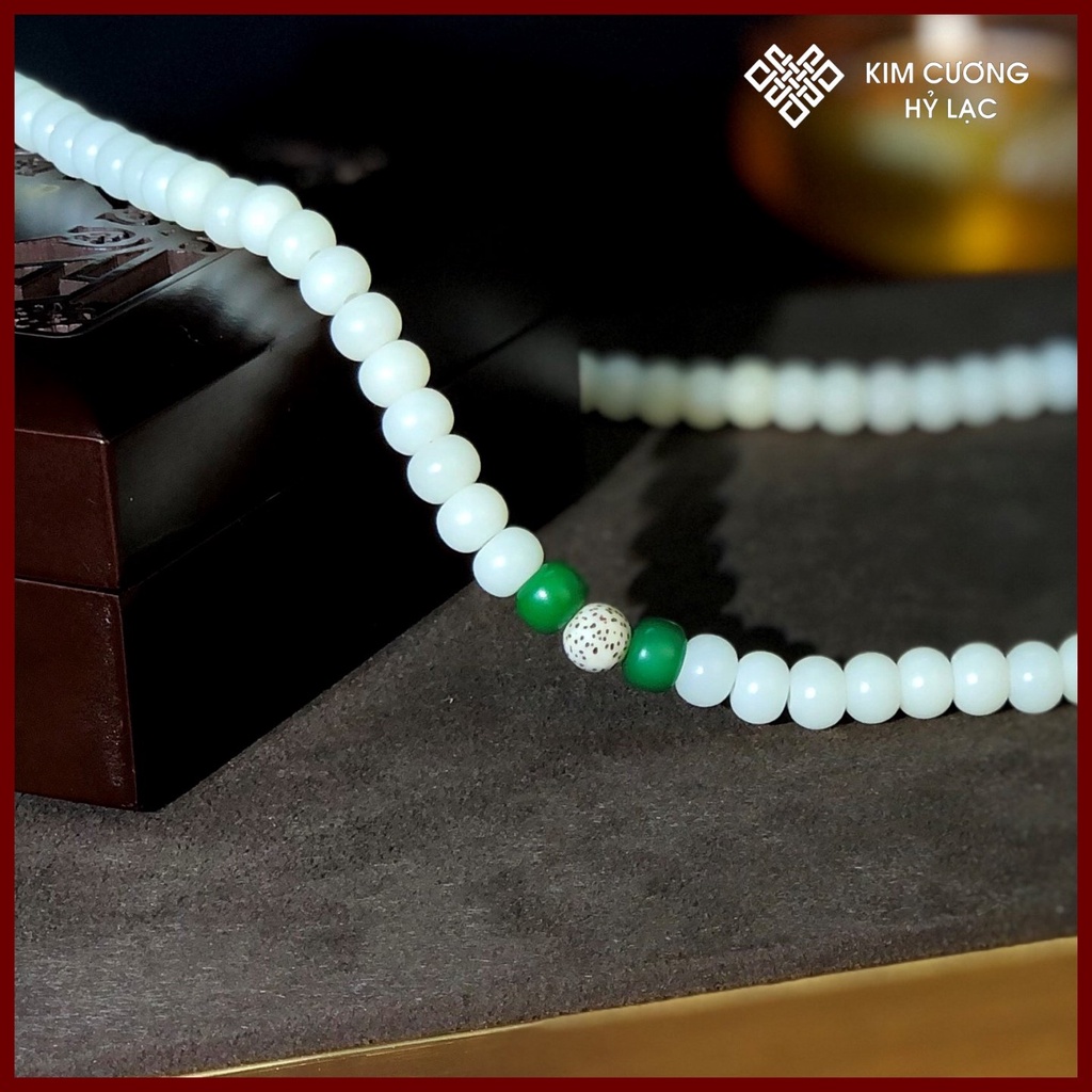 Chuỗi Đeo Tay, Vòng Phong Thủy 108 Hạt [Kim Cương Hỷ Lạc] Hạt Cây Lá Bối 8 Ly