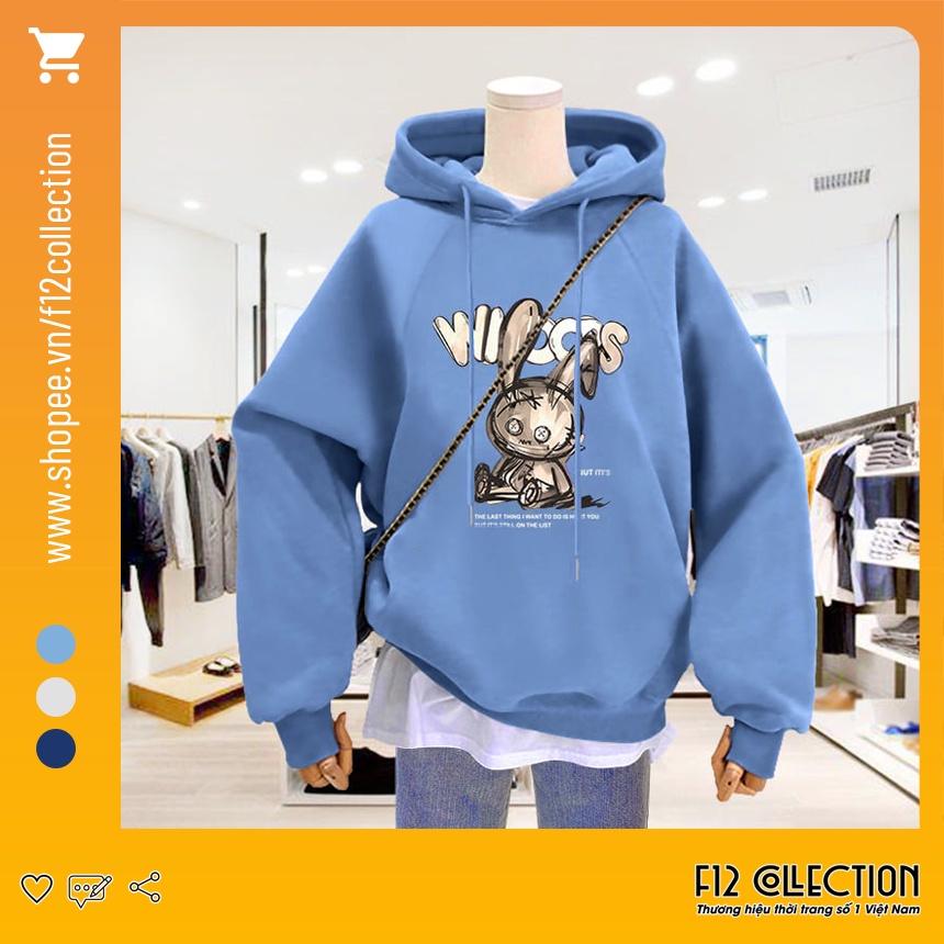 Áo hoodie nữ cute có mũ WHOOPS nỉ bông dài tay đẹp giá rẻ F12 Collection HD006