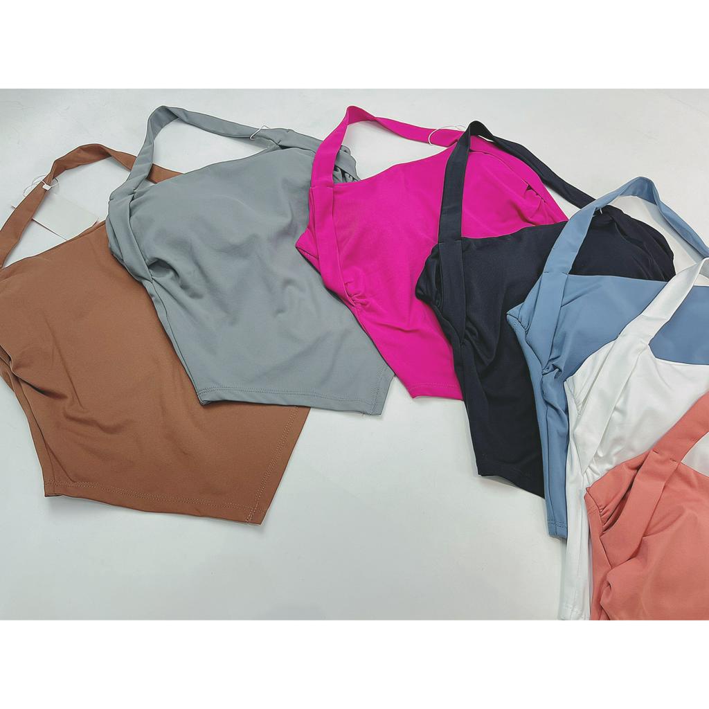Áo Croptop Tập Gym Nữ Cổ Yếm, Vạt Nhọn Chất Đẹp