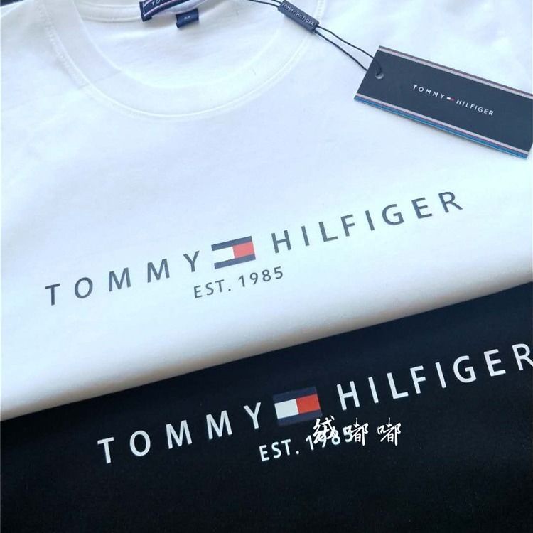 Áo Thun Cotton Ngắn Tay Cổ Tròn Dáng Rộng In Logo Tommy HiIfiger Cá Tính Cho Nam Nữ / S-5XL