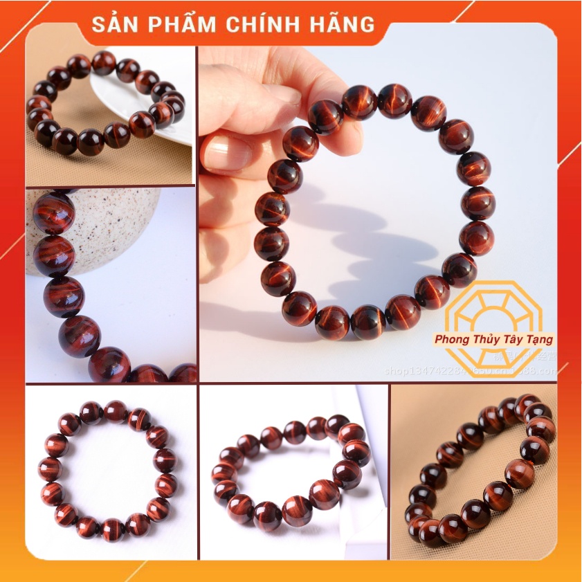 Vòng tay phong thủy Mắt hổ nâu đỏ VIP tài lộc may mắn 8 - 10 - 12 li - Phong Thủy Tây Tạng