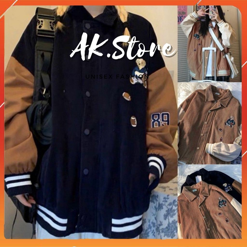 [Kèm Quà] Áo Khoác Kaki Nam Nữ Unisex - Áo Jacket Bombers Gấu Vải Nhung Siêu Hot