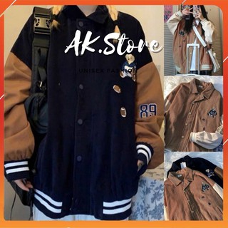[Kèm Quà] Áo Khoác Kaki Nam Nữ Unisex - Áo Jacket Bombers Gấu Vải Nhung Siêu Hot