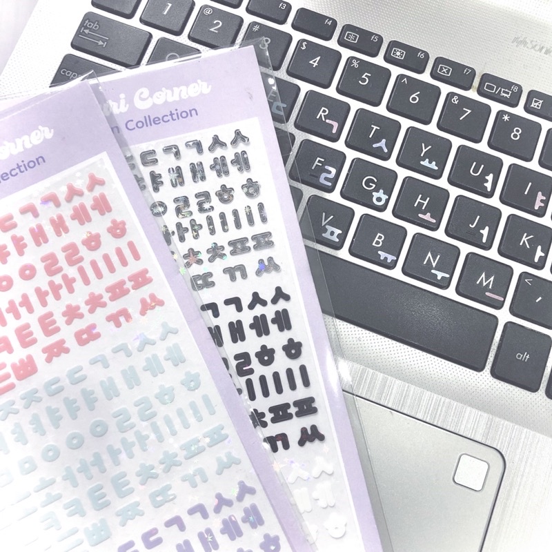 STICKER TIẾNG HÀN LẤP LÁNH  Sticker chữ cái Tiếng Hàn 2 phân loại màu pastel