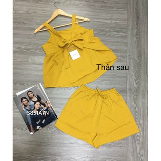 SET ÁO 2 DÂY ĐŨI CỘT NƠ LƯNG QUẦN SHORT