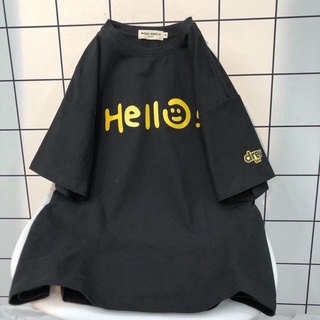 Áo thun in hình chữ HELLO chất liệu cotton co dãn