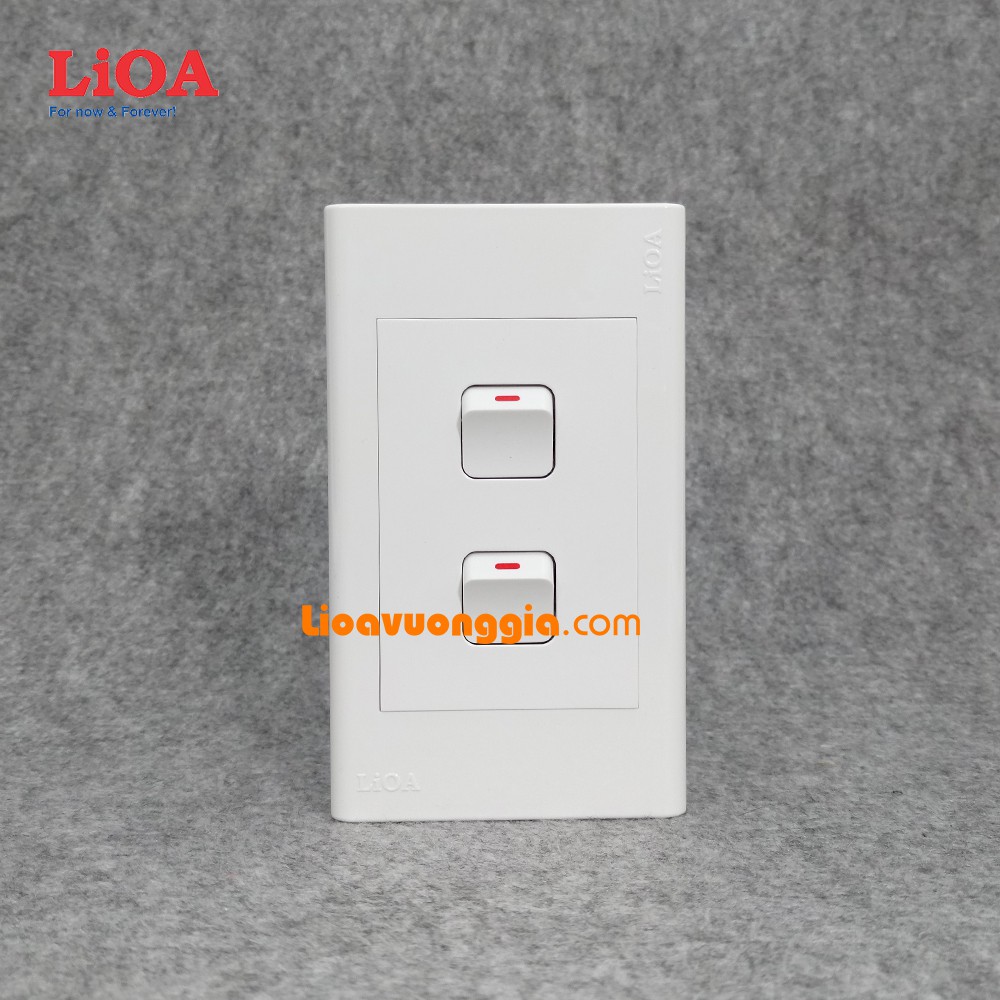 Combo 2 công tắc điện 1 chiều + mặt lỗ vuông LiOA - Lắp nổi