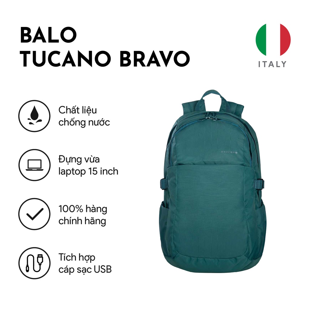 Balo Laptop/ Macbook Tucano Bravo chống sốc chống thấm nước 15 inch