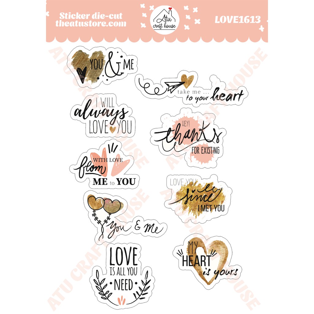 LOVE - Sticker die-cut - Sticker cắt rời - Nguyên liệu làm Scrapbook Handmade