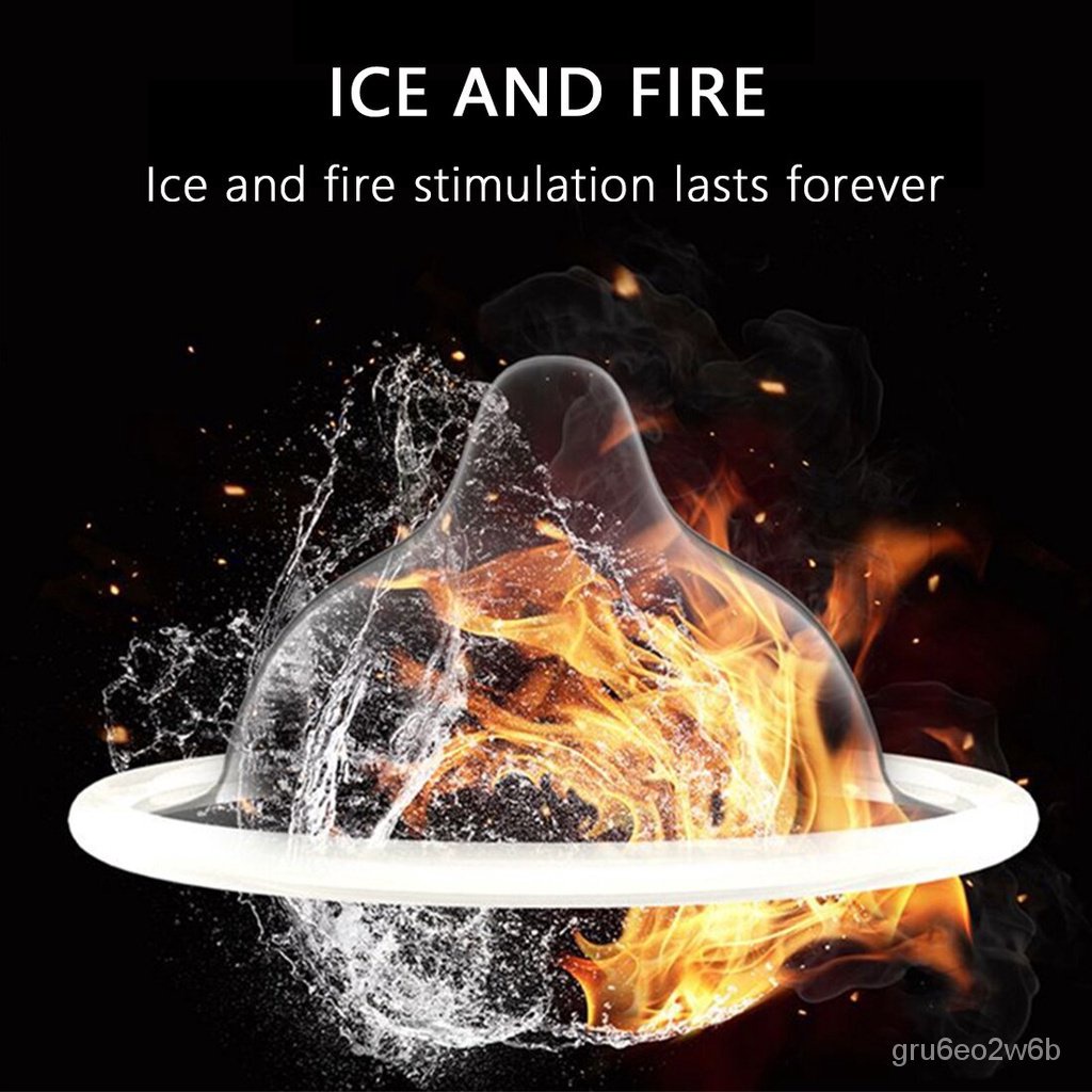 Bao cao su siêu mỏng OLO Ice & Fire mỏng , gấp đôi lượng gel cảm giác cho lửa băng tê ấm mới lạ hộp 10 chiếc tặng 5C