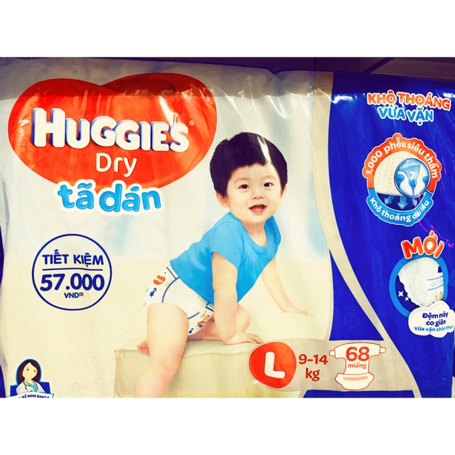 Tã dán Huggies size L68 XL62 M76