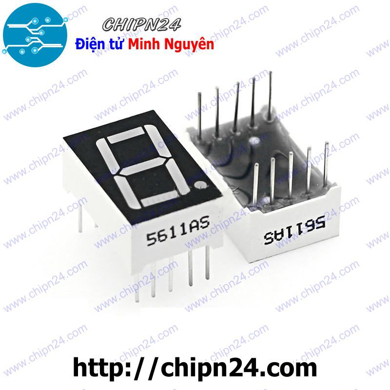 [4 CON] (F23) Led 7 Đoạn 0.56 inch 1 Số Anot chung (Sáng Đỏ) 13x19mm