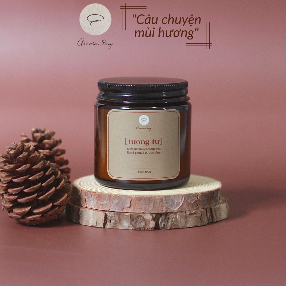 Nến Thơm Trang Trí, Cao Cấp, Tự Nhiên Aroma Story Hương Xô Thơm, Muối Biển Và Hoa Lily &quot;Tương Tư&quot; Size 100g