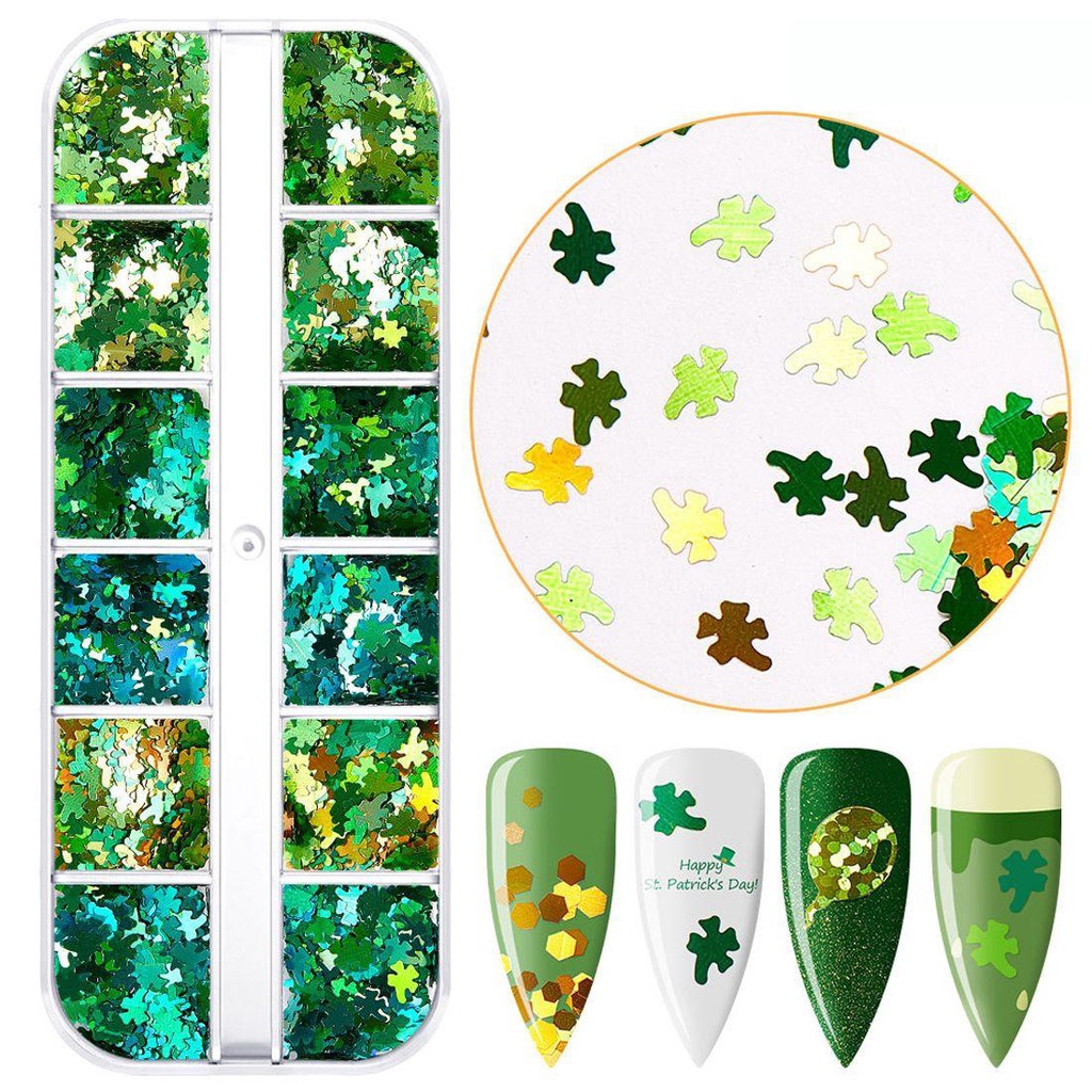 OCEANMAP Phụ Kiện Trang Trí Móng Tay Nghệ Thuật Nhiều Màu Sắc Lấp Lánh Phong Cách Ai-Len DIY