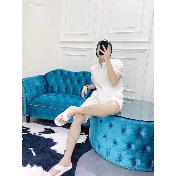 bộ đũi nam , bộ đũi nam cổ tàu , cổ bẻ cộc tay - chất đũi Thái chống nhăn cao cấp