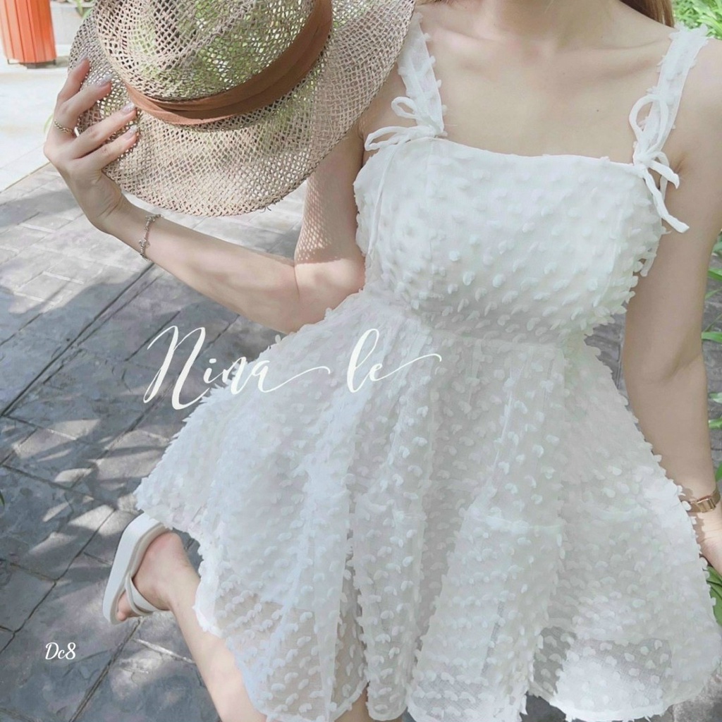 [Đầm free ship 2022] Đầm tiểu thư tà xòe đi chơi tiệc siêu cute với thiết kế ngắn tà 2 dây hở lưng cực cuốn, chất vải xô