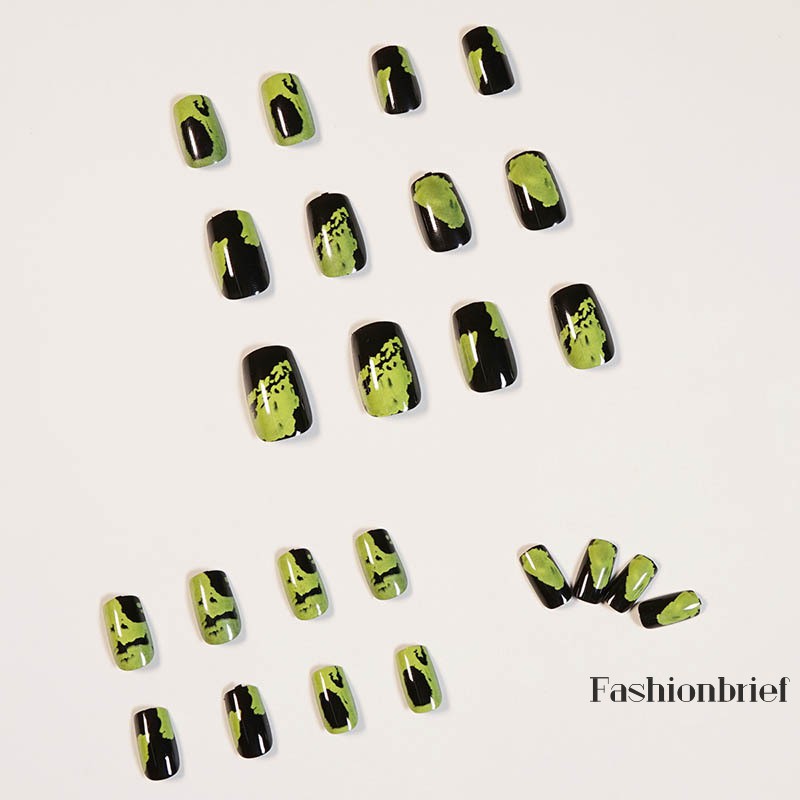 Set 24 Móng Tay Giả Màu Xanh Đen Nghệ Thuật