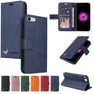 Bao Da Nắp Gập Có Ngăn Đựng Thẻ Màu Trơn Cho Iphone 6 / 6s 7 / 8 Plus Ip Se 2020 X / Xs Xr Xsmax