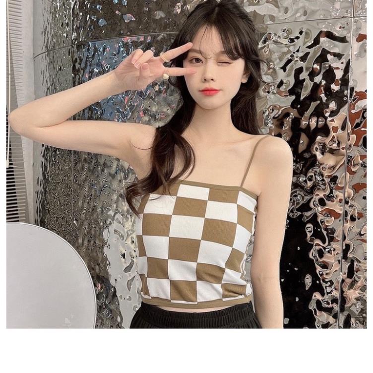 ❤️ Áo Bra Nữ Myna 2 Dây Mảnh Kẻ Ô Dáng Lửng Có Đệm Ngực Trend Mới 8161 ❤️