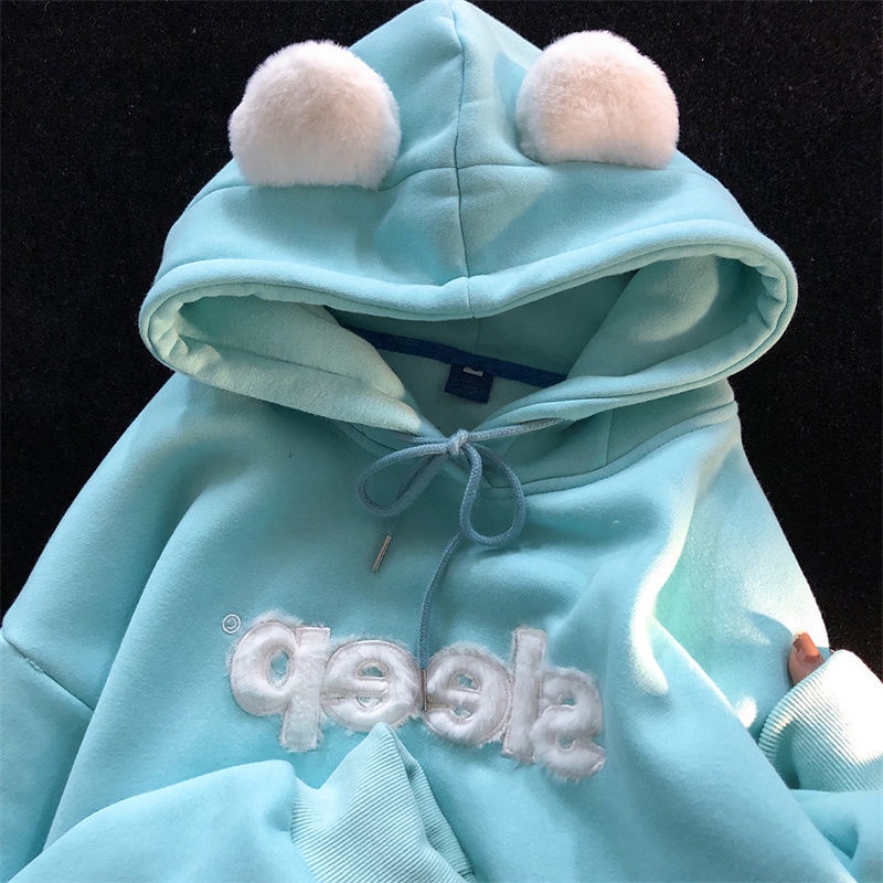 Áo Hoodie Tai Gấu Dễ Thương Phong Cách vintage Nhật Bản