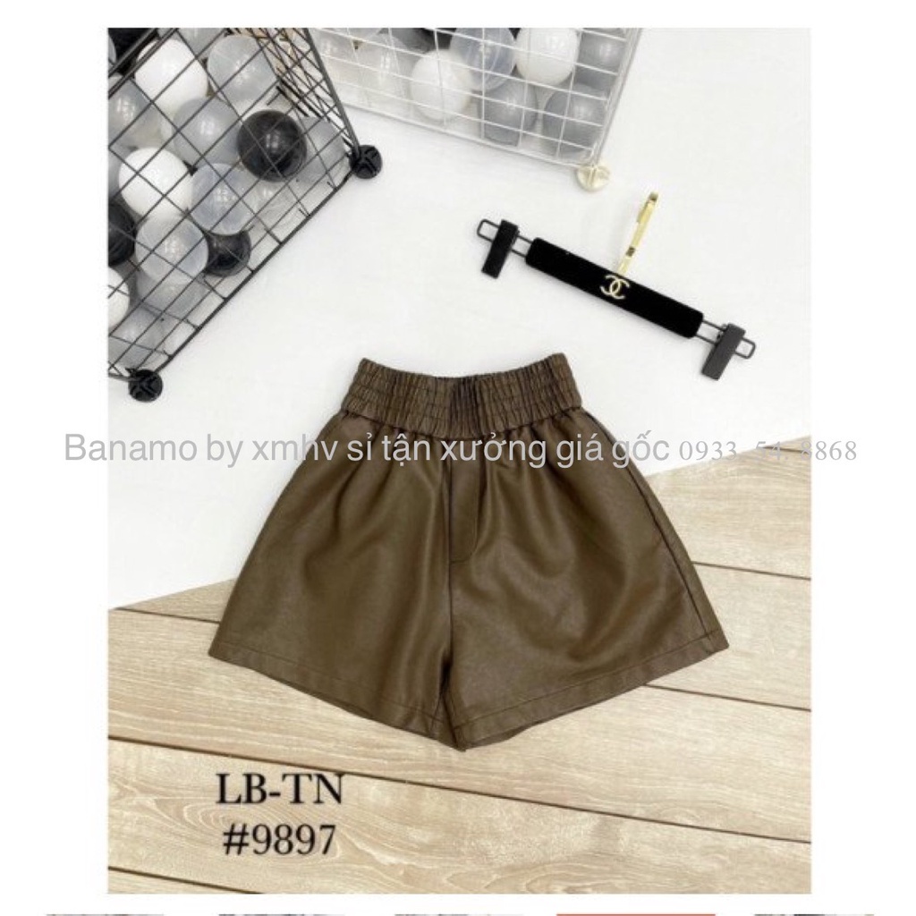 Quần short da nữ thiết kế cạp chun bản to dáng phồng trẻ trung siêu xinh cá tính thời trang Banamo Fashion 695