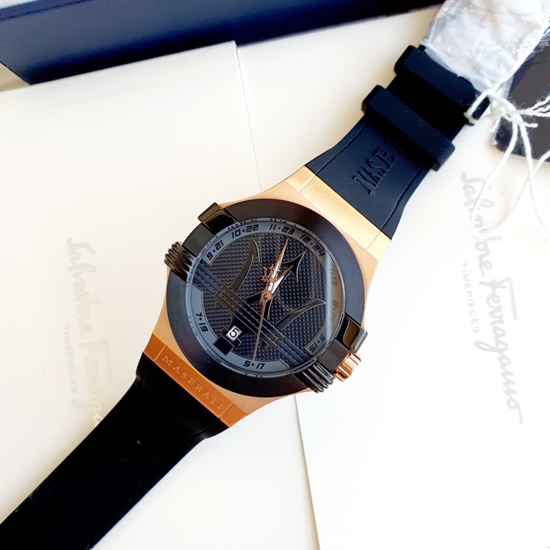 Đồng Hồ Nam Maserati Potenza Black Dial Black Rubber R8851108002