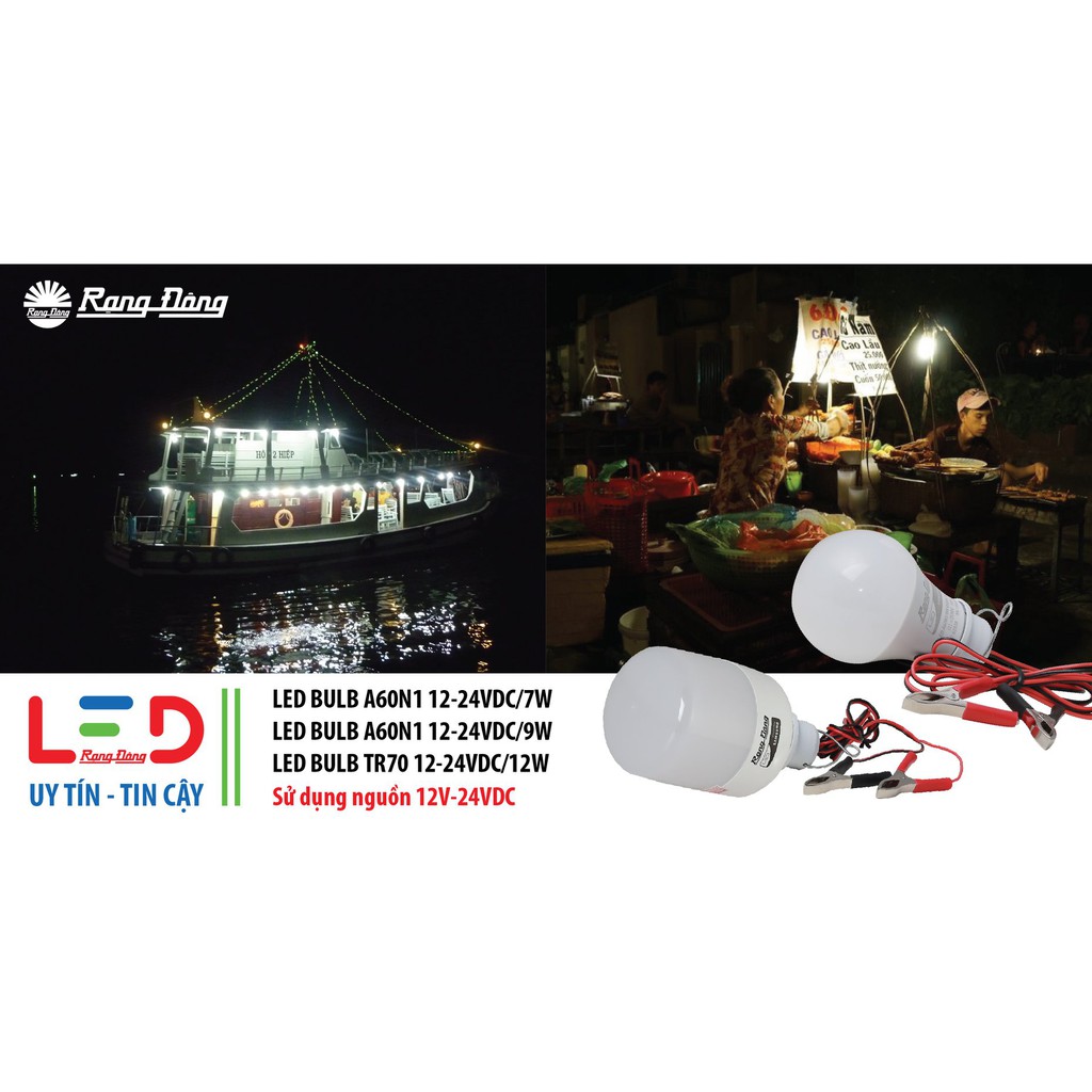 [CHÍNH HÃNG] Bóng đèn LED kẹp bình ắc quy 12V - 24V DC 7W / 9W /12W Rạng Đông, ChipLED Samsung