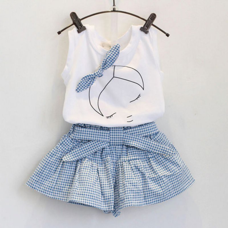Set chân váy và áo phối nơ thời trang mùa hè xinh xắn cho bé gái